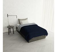 Italian Bed Linen Duvet d'hiver Double-Face Oslo, Saphir/Platine, 200x200cm