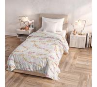 Italian Bed Linen, Édredon d'hiver Karma, sans Repassage | Édredon pour Lit 1 Place 170x260 cm, Garnissage 300 g, Made in Italy, 100 % Microfibre Imprimée, Réversible, Bouquet Rosa