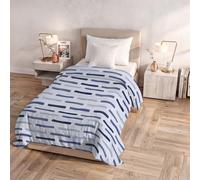 Italian Bed Linen, Édredon d'hiver Karma, sans Repassage | Édredon pour Lit 1 Place 170x260 cm, Garnissage 300 g, Made in Italy, 100 % Microfibre Imprimée, Réversible, Fun Blu
