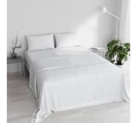 Italian Bed Linen Ensemble de draps de lit “Natural Color”, Blanc/Blanc, 2 Places