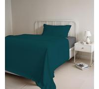 Italian Bed Linen Ensemble de draps de lit “Natural Colour”, Vert pétrole/Gris fumé, 1 Place et demie