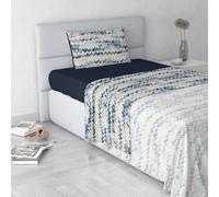 Italian Bed Linen Fashion Parure de lit en Microfibre, Ensemble de draps Made in Italy, Modern Sky, 1 Place