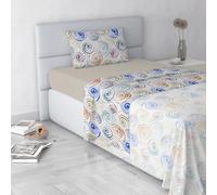 Italian Bed Linen Fashion Parure de lit en Microfibre, Ensemble de draps Made in Italy, Spirals, 1 Place