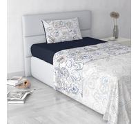 Italian Bed Linen Fashion Parure de lit en Microfibre, Ensemble de draps Made in Italy, Travel Life, 1 Place et demie