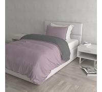 Italian Bed Linen Housse de Couette Natural Colour, Veux Rose/Gris fumé, 1 Place