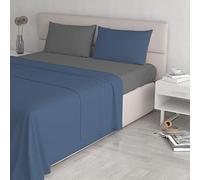 Italian Bed Linen Linge de lit Italien de lit Double Bleu/Gris 250 x 300 cm