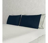 Italian Bed Linen Max Color Couple De Taies D’Oreiller, 100 % Coton, Bleu foncé, 52x82cm