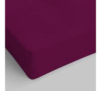 Italian Bed Linen Max Color Drap-Housse, 100 % Coton, Prune, 1 Place