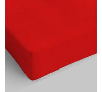 Italian Bed Linen Max Color Drap-Housse, 100 % Coton, Rouge, 1 Place et demie