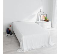 Italian Bed Linen Max Color Drap supérieur en Coleur Unie, 100 % Coton, Blanc, Single