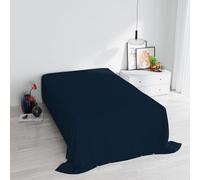 Italian Bed Linen Max Color Drap supérieur en Coleur Unie, 100 % Coton, Bleu foncé, Single