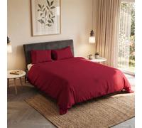 Italian Bed Linen Satin CP-ST-2P Housse de Couette Stripes, Polyester, Bordeaux, 2 Places