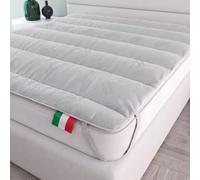 Italian Bed Linen Surmatelas Bambou, Rembourré et Matelassé, Lavable | Simple 80x195 cm, Microfibre + Fibre de Bambou, Made in Italy, Élastiques de Fixation, Garnissage 250 g