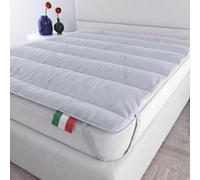 Italian Bed Linen Surmatelas Biocéramique, Rembourré et Matelassé, Lavable | Une Place et Demie 120x195 cm, Microfibre + Fibre de Biocéramique, Made in Italy, Élastiques de Fixation, Garnissage 250 g