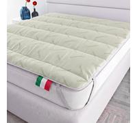 Italian Bed Linen Surmatelas Chanvre, Rembourré et Matelassé, Lavable | Simple 80x195 cm, Microfibre + Fibre de Chanvre, Made in Italy, Élastiques de Fixation, Garnissage 250 g