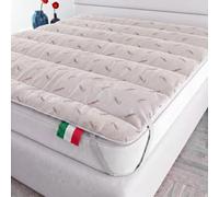 Italian Bed Linen Surmatelas Crabyon, Rembourré et Matelassé, Lavable | Une Place et Demie 120x195 cm, Microfibre + Fibre de Crabyon, Made in Italy, Élastiques de Fixation, Garnissage 250 g