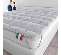 Italian Bed Linen Surmatelas Tencel, Rembourré et Matelassé, Lavable | Double 160x195 cm, Microfibre + Fibre de Tencel, Made in Italy, Élastiques de Fixation, Garnissage 250 g