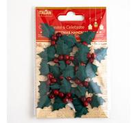 Italian Options Lot de 12 décorations de Noël en papier houx avec baies