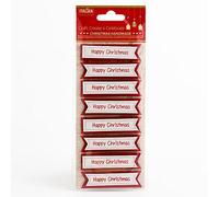 Italian Options Lot de 8 bannières en Papier Rouge Happy Christmas de 6 cm pour Cadeaux, Fabrication de Cartes, Loisirs créatifs