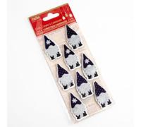 Italian Options Lot de 8 décorations de Noël Autocollantes Motif Père Noël Nordique Bleu Marine/argenté 5 cm