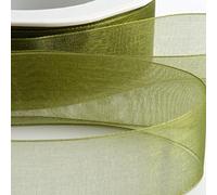 Italian Options Rouleau de ruban en mousseline de soie Vert mousse 38 mm x 20 m
