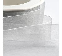 Italian Options Rouleau de ruban en mousseline d'organza, 25 mm x 20 m, argenté