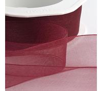 Italian Options Rouleau de ruban en mousseline d'organza, 25 mm x 20 m, bordeaux