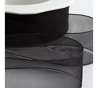 Italian Options Rouleau de ruban en mousseline d'organza, 7 mm x 50 m, noir