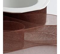 Italian Options Rouleau de ruban en mousseline d'organza Marron 15 mm x 20 m
