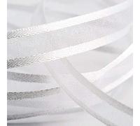 Italian Options Ruban en organza à bords satinés - 10 mm x 25 m - Blanc