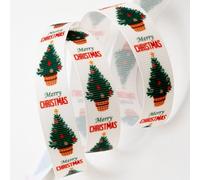 Italian Options Ruban gros-grain traditionnel Merry Christmas Tree, 16 mm x 5 m, crème