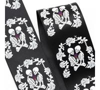 Italian Options Skelton Romance Ruban d'Halloween satiné Noir 38 mm x 5 m