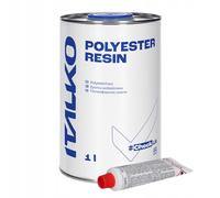 ITALKO Résine polyester 1 l avec kit de durcisseur - Résine de réparation pour voiture, bateau, construction - Kit de résine GFK pour réparation stratifié - Résine pour métal, bois, fibre de verre