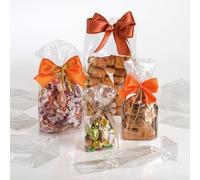 Italpak Lot de 50 enveloppes transparentes, fond pour aliments, sacs avec base, 9+5 x 24 cm