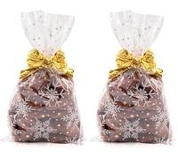 Italpak Sachets Transparents pour les Aliments Noël, Sachets Bonbon, Blanc/Or, 50 pièces, 25x40cm (Lot de 2)