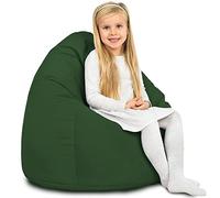 Italpouf Pouf Poire L Enfant, Intérieur, Velours, Fauteuil Poire, Remplissage Billes Polystyrène, Housse Amovible, Lavable en Machine, Certifié, Vert Foncé, 90x77 cm
