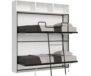 ITAMOBY - Armoire lit escamotable horizontal superposé 2 couchages 85 Kando comp.L Frêne Blanc