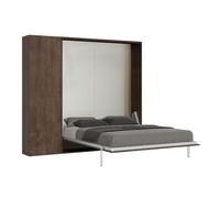 ITAMOBY - Armoire lit queen size escamotable vertical 160 Kentaro avec colonne Noyer
