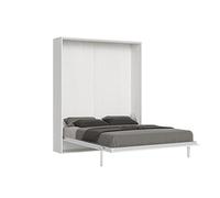 Lit escamotable - KENTARO - Double - Frêne blanc - Structure en fer renforcé - 160x190 cm