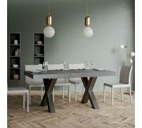 ITAMOBY - Table extensible 160/420x90 cm Traffic gris béton pieds anthracite