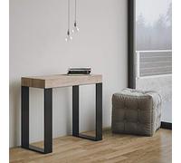 Itamoby - Tecno Small - Console extensible, chêne naturel et anthracite L. 90 x H. 77 x P. 40 cm (extensible jusqu'à 196 cm)
