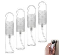 ITCGOB Lot de 4 Spray Vide 20ml avec Crochet, Flacon Spray Vide Transparent en Plastique pour Voyage, Vaporisateur Parfum Rechargeable pour Cosmétique et Désinfectant