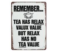 ITCLEYMDZV Humorous Metal Tin Sign Tea Quote Funny Wall-Art Vintage Teapot Decor Plaque for Kitchen Living Room Breakfast Area Cafe 8 X 12 inch