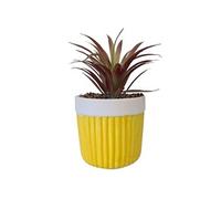 ITEM INTERNATIONAL Cache-pot garni Boho Jaune en grès - Hauteur 20 cm - Diamètre 10 cm