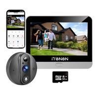 iTenen 3MP Judas de Porte Camera Surveillance avec Carte Mémoire 32G, Visiophone Connecté Interphone Vidéo, WiFi sans Fil Judas Numérique 4.3’’ Écran Batterie 5000mAh, PIR Motion Détection