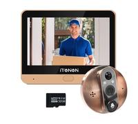 iTenen PAG Judas de Porte Camera Surveillance avec Carte 32 Go, 3MP Visiophone Connecté Interphone Vidéo, Judas Numerique Écran Batterie 5000mAh, 166°, Detection Humaine AI, Audio Bidirectionnel