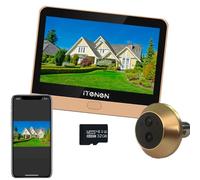 iTenen PDG1 Judas de Porte Camera Surveillance avec microSD de 32 Go,PIR Detection de Mouvement,3.0 MP Judas Numerique 4. 3" Écran Batterie 5000mAh, avec Microphone Pas d'interphone,Angle 140°