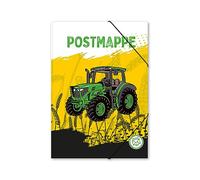 Itenga Classeur en carton - Chemise à élastiques avec motif pour garçon - Format A4 avec fermeture élastique - Classeur avec tendeur d'angle (tracteur)