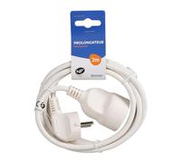 ITENSE 647893 - Rallonge Électrique/Prolongateur 10 m 16 A - 1 Prise 2P+T - Câble HO5VV-F 3G1,5 mm² - 3880 W - Blanche avec Sécurité Enfant