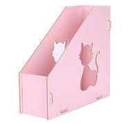 ITODA Porte-revue en Bois avec Motif Chat - Rangement pour Magazine, Dossier, Journal A4 - Support Document Livres Grande Capacité - Fourniture et Organiseur de Bureau Maison Scolaire